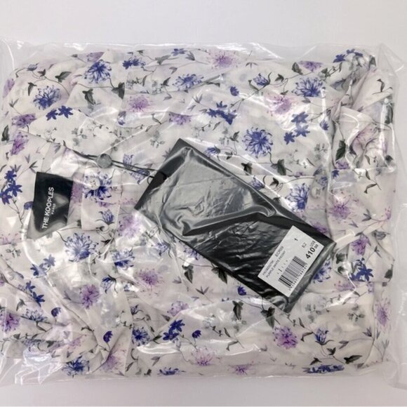 The Kooples - Short Printed Dress with Long Sleeves - Ecru/Lavender. Size:1(US). - Picture 2 of 16